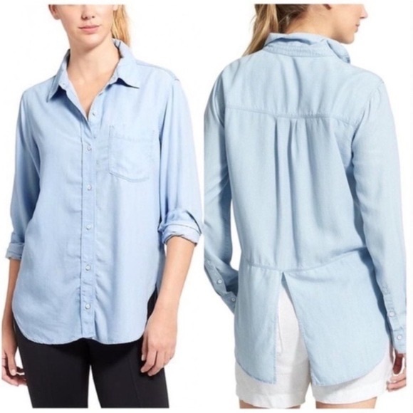 NWT Athleta Bootjack Chambray Split Back Button Down - Picture 7 of 7